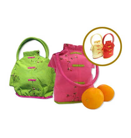 Customize Chinese New Year Orange Fabric Bag